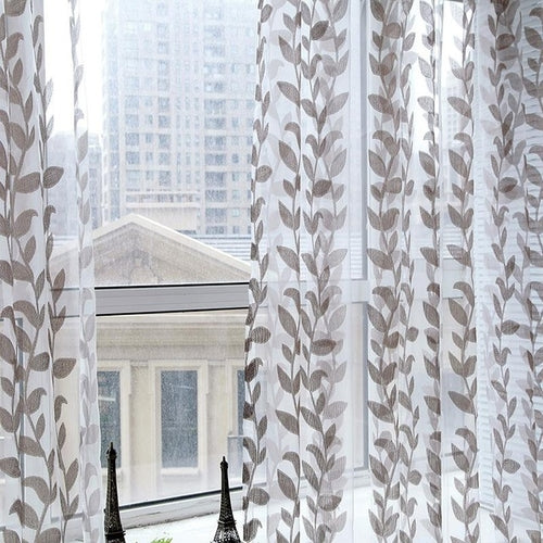 Voile Super Leaves Printed Tulle Living Room