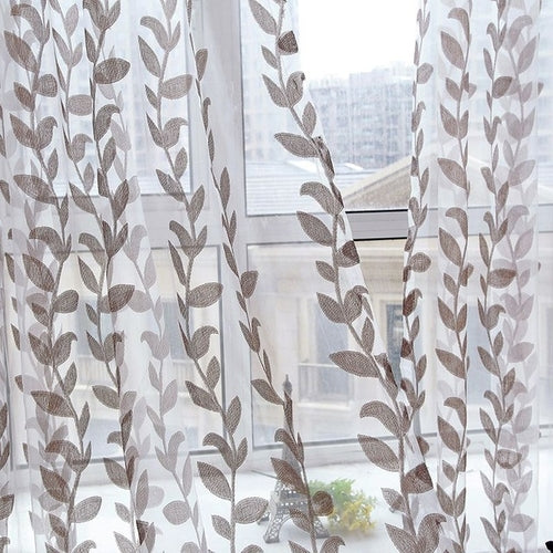 Voile Super Leaves Printed Tulle Living Room