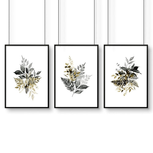 Grey paintings for bedroom | set of 3 wall art prints