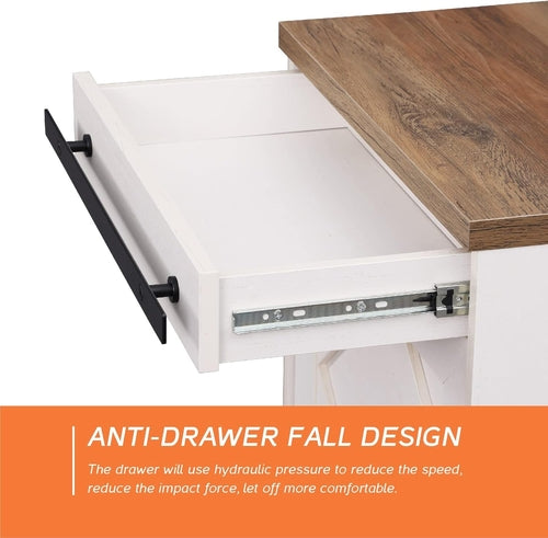 98.4 Inch Wide TV Stand Antique White For Living Room