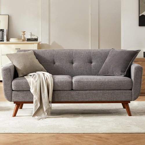 Grey Mid Century Modern Loveseat Sofa 65.3 Inch Living Room