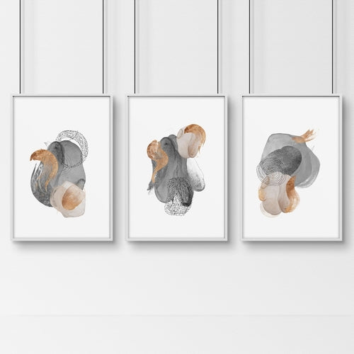 Large abstract prints | set of 3 wall art for living room