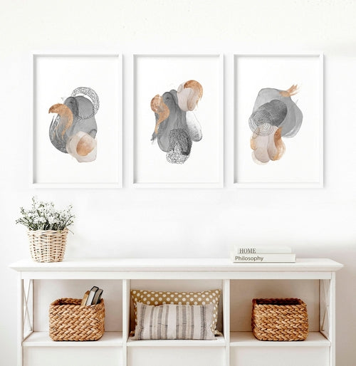 Large abstract prints | set of 3 wall art for living room