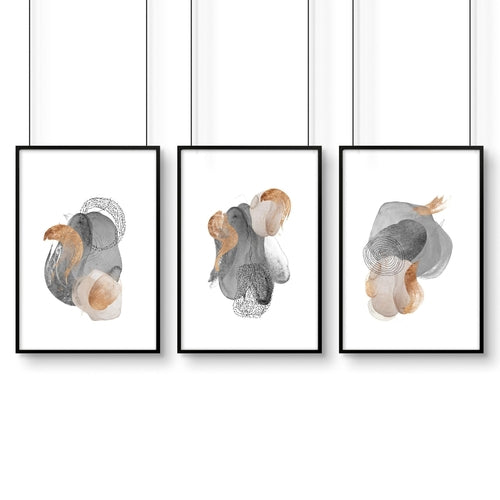 Large abstract prints | set of 3 wall art for living room
