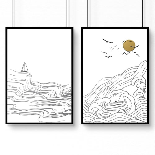 Paintings of beach | set of 2 wall art prints