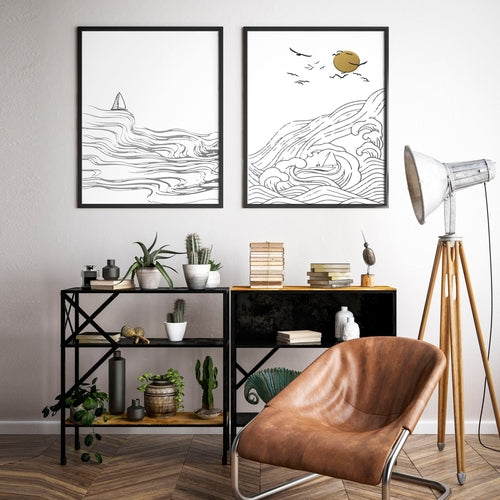 Paintings of beach | set of 2 wall art prints