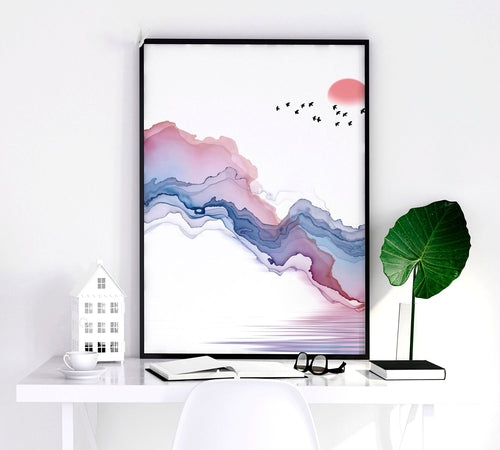 Japanese landscape paintings | set of 3 framed wall art